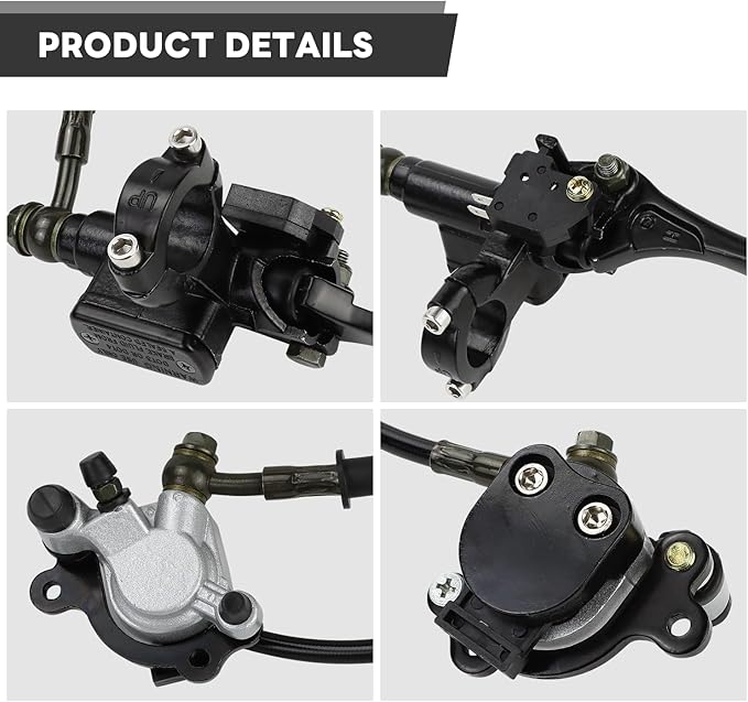 Upgraded Hydraulic Brake System Hand Brake Master Cylinder Caliper with Brake Pad Assembly 50 Inch Hose for 98cc 3.0HP Baja Hensim Doodle Bug DB30 Mini Bike Parts