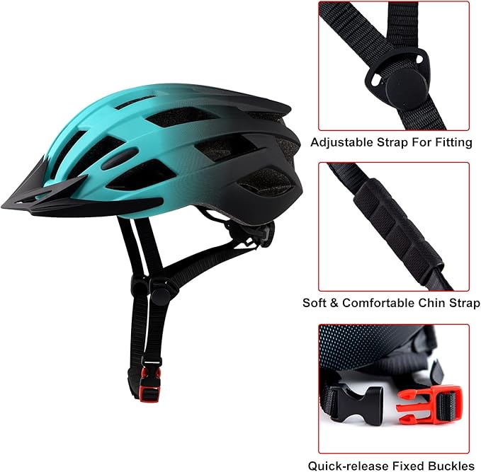 Adult Bike Helmets, Adjustable Mens Womens Bicycle Helmet, Lightweight Road Mountain Cycling Safety Sports Helmets with Detachable Visor