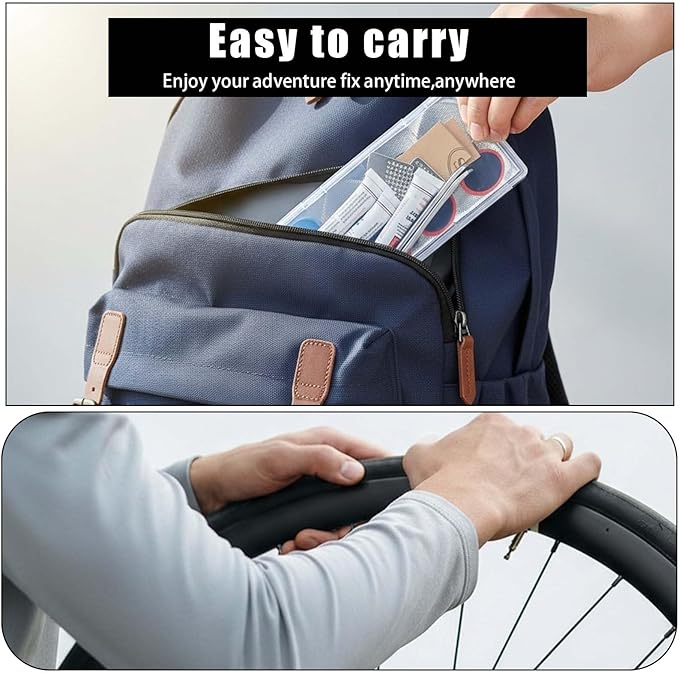 Bike Tire Repair Kit 50 PCS with 30 Vulcanizing Patches, Stainless Steel Tire Levers, Metal Files & Sandpaper, Portable Bicycle Inner Tube Puncture Patch KitMountain, Commuter Bikes