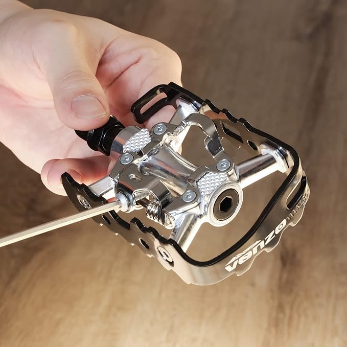VENZO Multi-Use Compatible with Shimano SPD Mountain Bike Bicycle Sealed Clipless Pedals - Dual Platform Multi-Purpose - Great for Touring, Road, Trekking Bikes