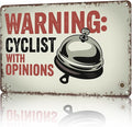 Funny Vintage Signs Posters Warning Cyclist With Opinions Right Bell Cycling Vintage Sign Wall Art for Bedroom Man Cave Garage Office Bar Decor 8X12inch