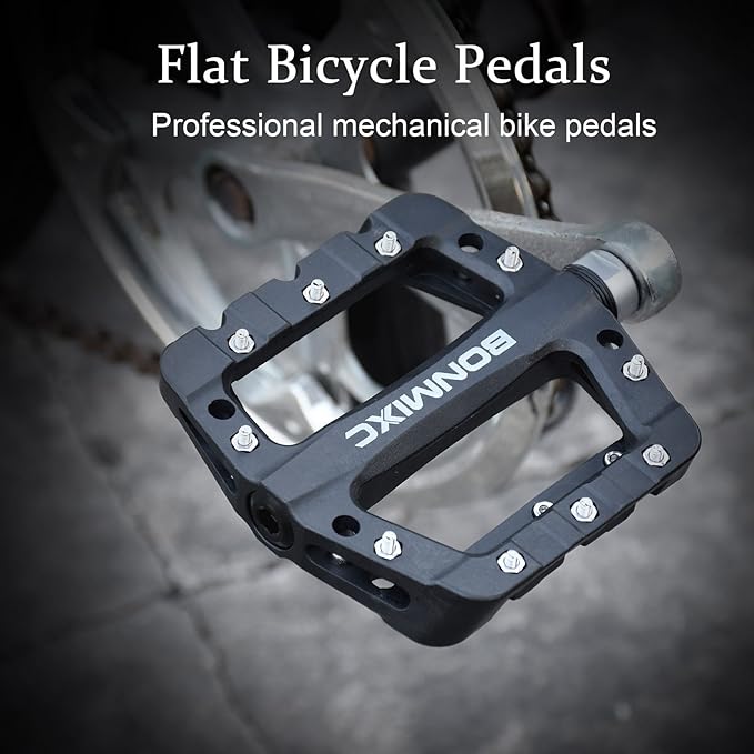 Mountain Bike Pedals Nylon Lightweight MTB Pedals Non-Slip Bicycle Pedals Large Platform Sealed Bearing 9/16” Thread
