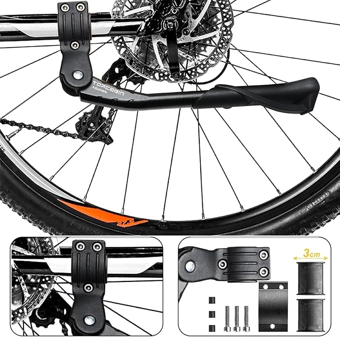 Aluminum alloy bicycle stand, adjustable bicycle stand, adjustable, rear/center mounted, road mountain bike rear stand, suitable for 24-29 inch adult bicycles.