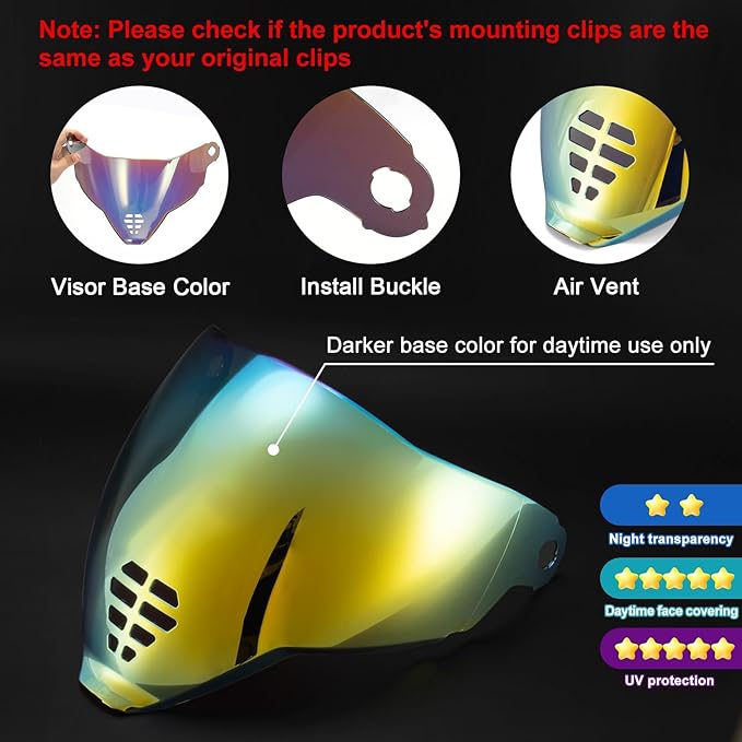 PSLER IC-06 visor- Icon Airflite Face Shield Motorcycle Helmet Visor Accessories Replacement for Icon Airflite IC-06,Deep Gold