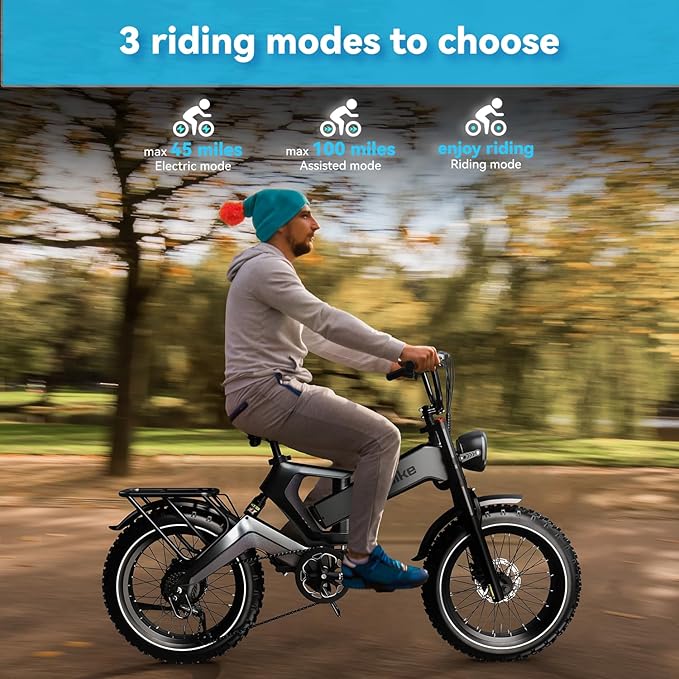 3000W/2000W Peak Dual Motor/Single Motor Foldable Electric Bike for Adults, 52V 30Ah Removable Battery, 35 MPH & 120 Miles, 20"x4.0" Fat Tire Mountain Bicycle, Magnesium Alloy Frame Dirt Ebike