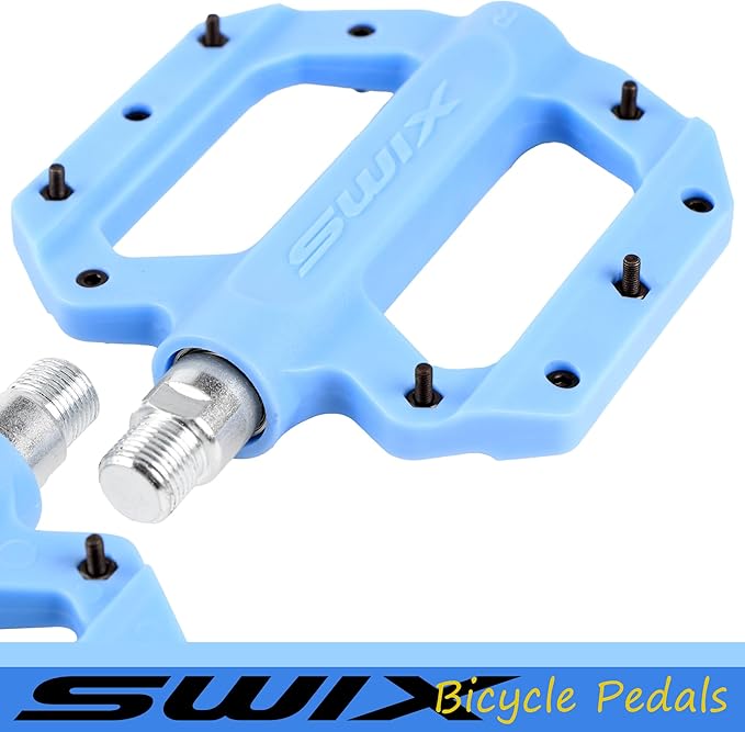 SWIX Bike Pedals Professional Mountain and Road Bike Flat Pedal Wide Paltform and Lightweight Non-Slip Pedal for 9/16" Bike/Hybrid Bike/E-Bike Parts Replacement Pedals Bike Accessories