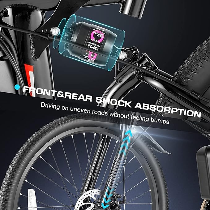 Vivi Electric Bike for Adults, 1000W Peak Folding Electric Mountain Bike 26'' Commuter Ebike 22MPH Foldable Ebike Adult Electric Bicycles with Battery, Dual Shock Absorber, SGS Certified to UL2849 | 750W Peak, Commuter Ebike, 22MPH, Removable Battery, ...