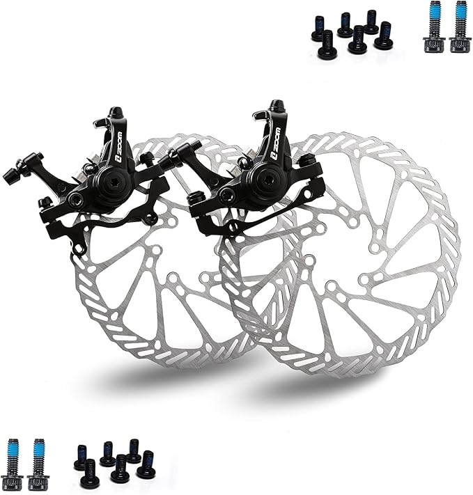 BUCKLOS Mountain Bike Disc Brake kit, MTB Mechanical Line Pulling Disc Brakes Caliper with Aluminum Alloy Levers /160mm Rotor,/is/PM Universal Adapter for Ebike/Folding Bike/Scooter/Fat Bike