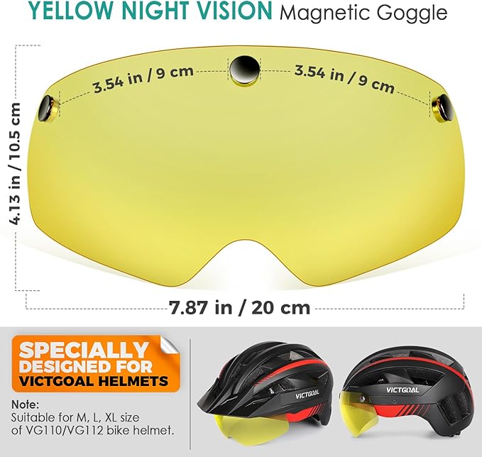 VICTGOAL Detachable Magnetic Bike Helmet Goggles Visor Especially Deisgned for VG110/VG112 Bicycle Helmet