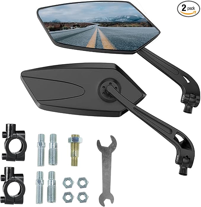1 Pair Bike Mirrors, Motorcycle Cycling Rearview Mirror, 360 Degree Rotatable Adjustable Wide Angle Safe HD Glass Bicycle Handlebar Mirror Universal for Scooter MTB Road Bike E-Bike Motorcycle, etc