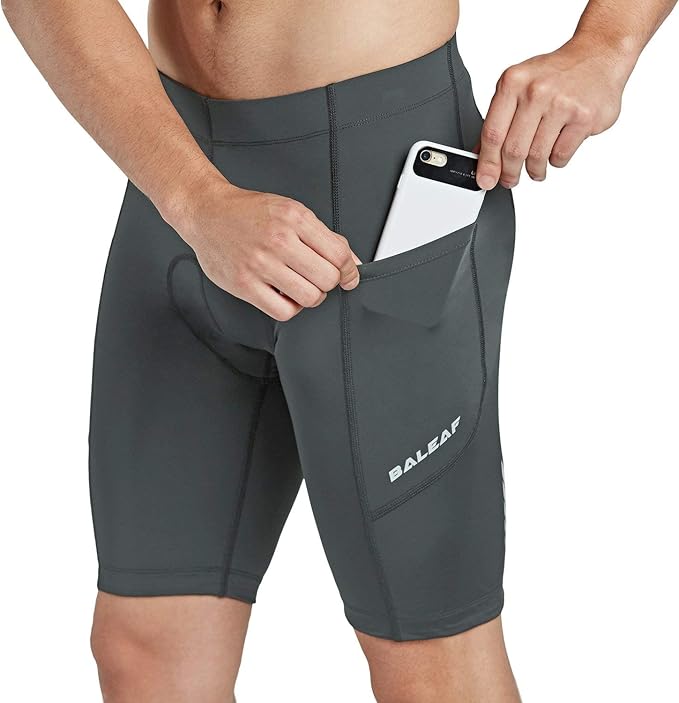 baleaf Men's Padded Bike Shorts Cycling Road Biking Riding Bicycle Cycle Wear Pockets UPF 50+ MTB Accessories Tights