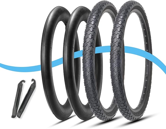 MOHEGIA 24/26 Inch Cruiser Bike Tires Set: 24x2.125/26x2.125 Inch Classic Folding Bicycle Tires,and Pair Inner Tubes with Tire Levers for Beach Cruiser City Bikes