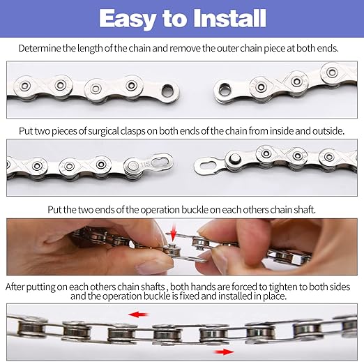 Bike Chain Kit, 6/7/8 Speed Multi-Function Bike Mechanic Repair Kit, Chain Breaker and Bike Link Plier with Hook and 6 Pairs Bicycle Buckle, Reusable