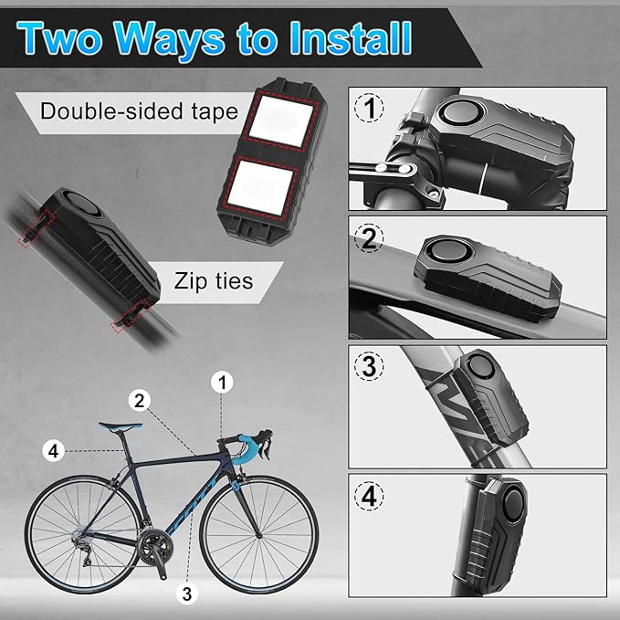 10PK Bike Alarm for Ebikes,Electric Scooter Alarm, Bike Alarm with Remote, Motorcycle Alarm Anti-Theft Vibration Motion Sensor Security Alarm System 113dB Loud IP65 Waterproof SOS Function