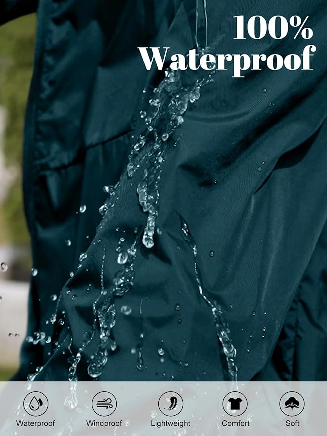 Packable Rain Jacket Women Waterproof Lightweight Jacket With Hood Womens Windbreaker Jacket S-XXL
