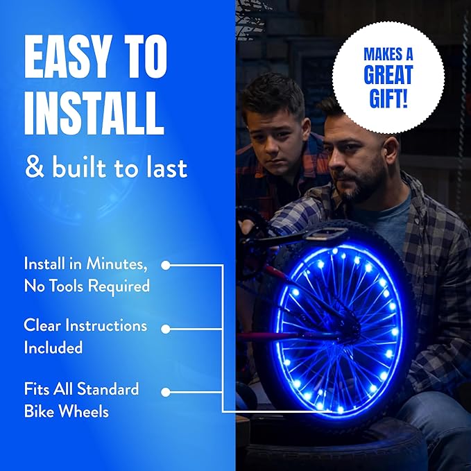 Activ Life 2-Tire Pack LED Bike Wheel Lights with Batteries Included, Get 100% Brighter and Visible from All Angles for Ultimate Safety and Style