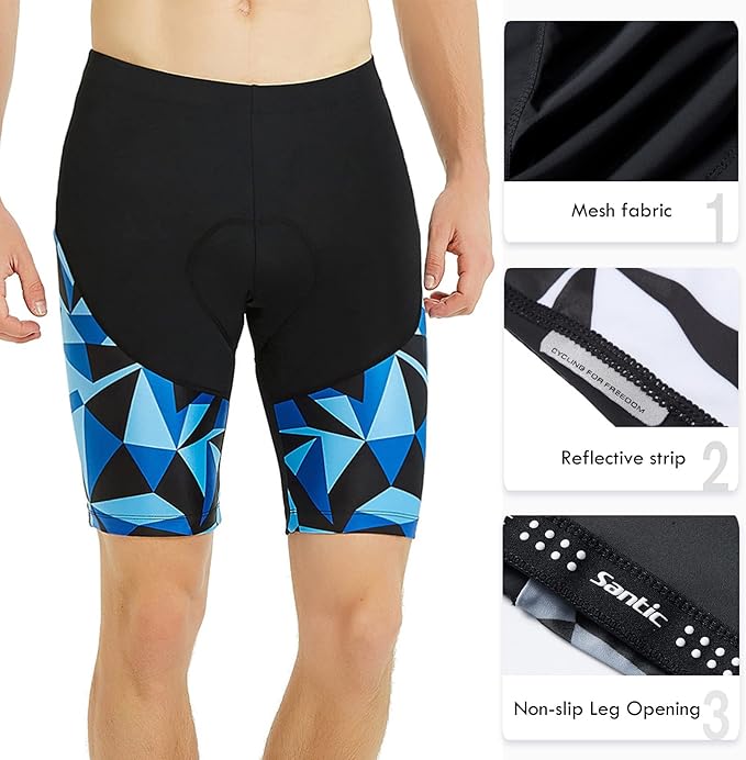 Santic Men's Cycling Shorts Padded Bicycle Riding Pants Bike Biking Clothes Cycle Wear Tights