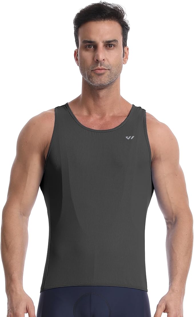 Lo.gas Sleeveless Cycling Jersey Men, Biking Base Layer Breathable and Lightweight with Back Pocket Sports Vest