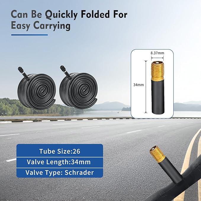 26x1.75 Bike Tires 2PCS, HUIOK 26 Inch Replacement Kits Bicycle Tires with 2 Tubes and 2 Levers