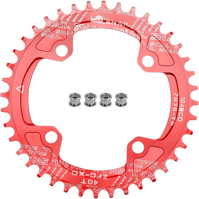 FOMTOR 104 BCD Chainring (30-52T) 7-12 Speed Compatible CNC 7075 Aluminum Narrow Wide Tooth Round Oval Chainrings for MTB/Road Bike Ebike Chainwheel Black/Red