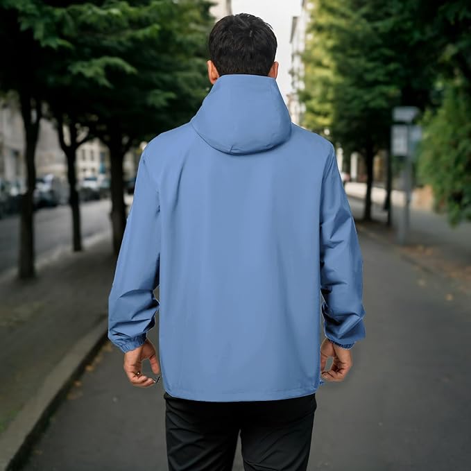 Rain Jacket Men Waterproof Windbreaker Lightweight Hooded Casual Coat for Daily Hiking Cycling Coat