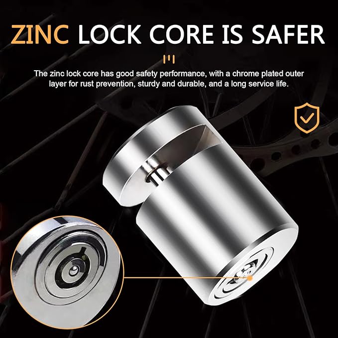 Disc Brake Lock, Anti-Theft Security Wheel Disk Lock, Universal for Motorcycle Bike Scooter (Silver)