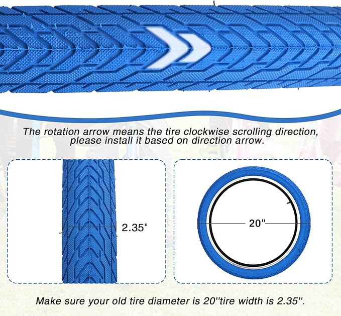 ZUKKA 20 x 2.35 Bike Tire 1/2 Pack 20 inch x 2.35 BMX Bike Tire Folding Replacement Tire for MTB Mountain Bike, BMX Bicycle Commuter Bike