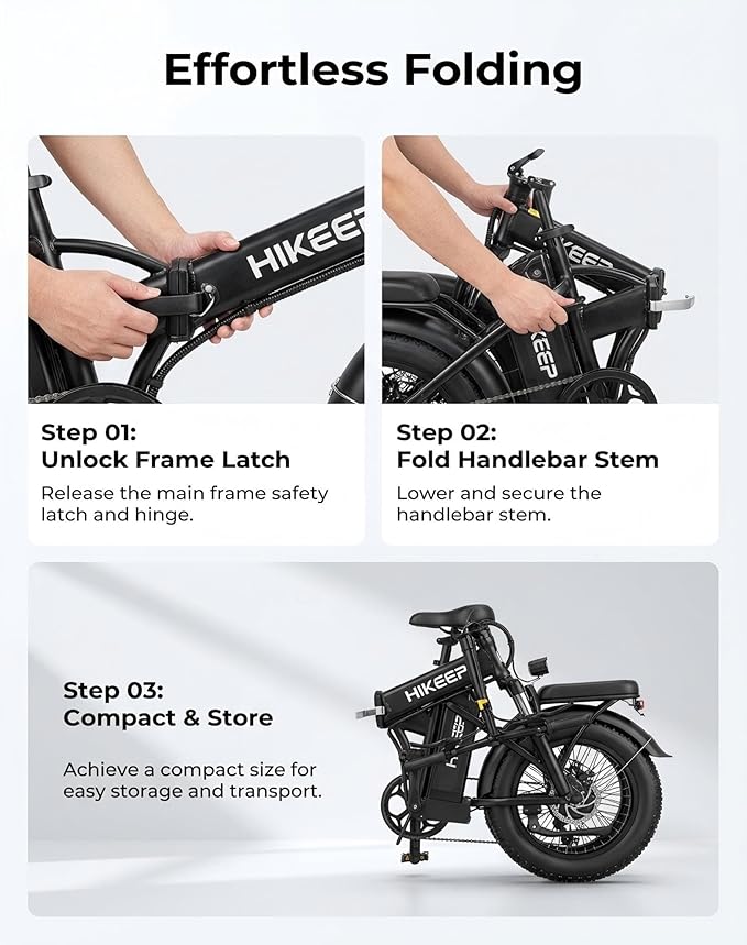 Folding Electric Bicycle for Adults - 750W High Power Motor, 16"/20" Fat Tire E-Bike, Long Range 48V 13AH/25Ah Battery, LCD Screen, Disc Brakes, Adjustable Seat & Handlebar