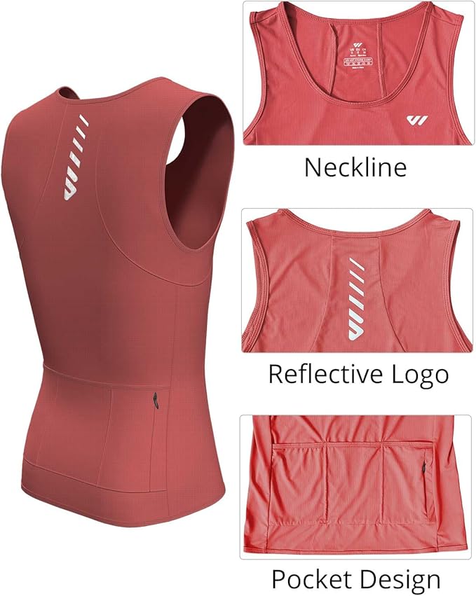 Lo.gas Sleeveless Cycling Jersey Men, Biking Base Layer Breathable and Lightweight with Back Pocket Sports Vest