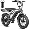 Jasion RetroVolt Electric Bike for Adults, 2000W/3000W Peak - 30/38MPH Electric Dirt Bike, 48V-52V, 13AH/20AH Battery, 70/90Miles Max Range Electric Motorcycle, 20'' X 4'' Fat Tire All-Terrain E-Bike