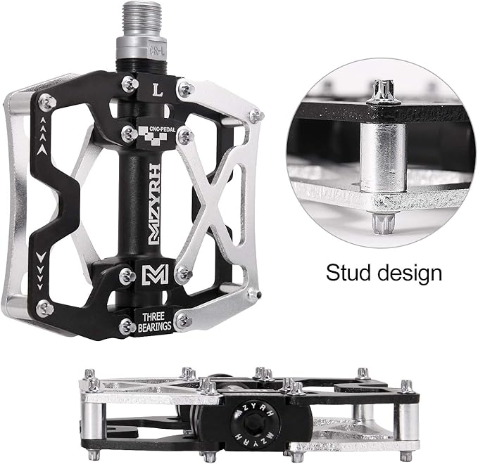 MZYRH Mountain Bike Pedals, Ultra Strong Colorful CNC Machined 9/16" Cycling Sealed 3 Bearing Pedals