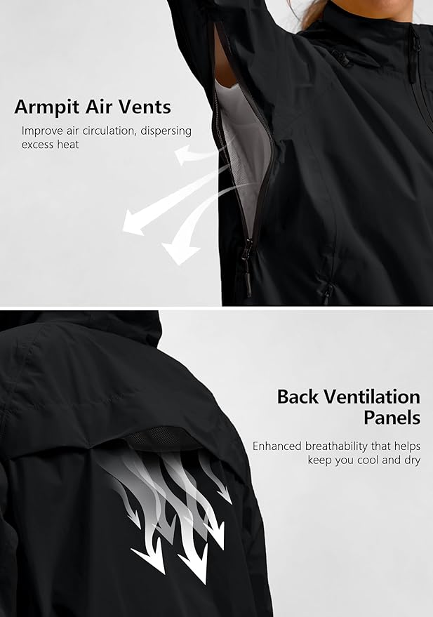 Bikewa Women's Cycling Rain Jackets Waterproof Windbreaker Lightweight Running Windproof Reflective Jacket Packable Hooded