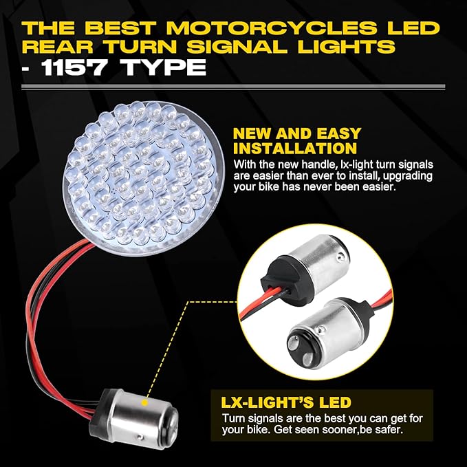 LX-LIGHT Pair 2'' Bullet Style 1157 Rear LED Turn Signal Light Kit Compatible with Dyna Softail Touring Street Glide Road King Sportster 1986-2025 Motorcycles