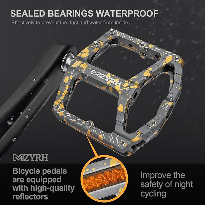 MZYRH Mountain Bike Pedals MTB Pedals,9/16" Non-Slip Lightweight Aluminum Alloy Bicycle Pedals for Road Mountain BMX MTB