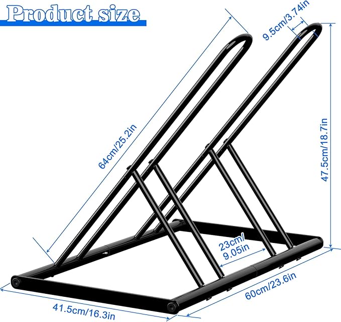 Tuenort 2 Bike Rack, Parking Bike Stand, Outdoor For Mountain Floor Bike Rack, Heavy Duty For Bicycle Garage, Space-Saving Bicycle Holder For Home, Yard, Office, Black