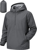 Men's Pullover Rain Jacket Waterproof Windbreaker Lightweight Packable Raincoat for Cycling Running Hiking Golf