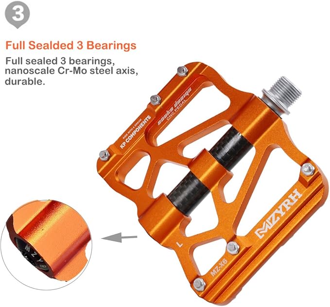ThinkTop Mountain Bike Pedals MTB BMX Pedals Flats 9/16'' Sealed 3 Bearing Lightweight Aluminum Wider Platform Pedals for Road Bike Bicycle