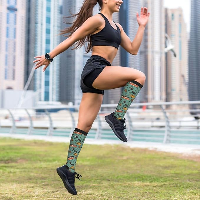 bassyil Compression Socks for Women & Men Circulation 15-20 mmHg Knee High Best Support for Nurses Travel Running Athletic