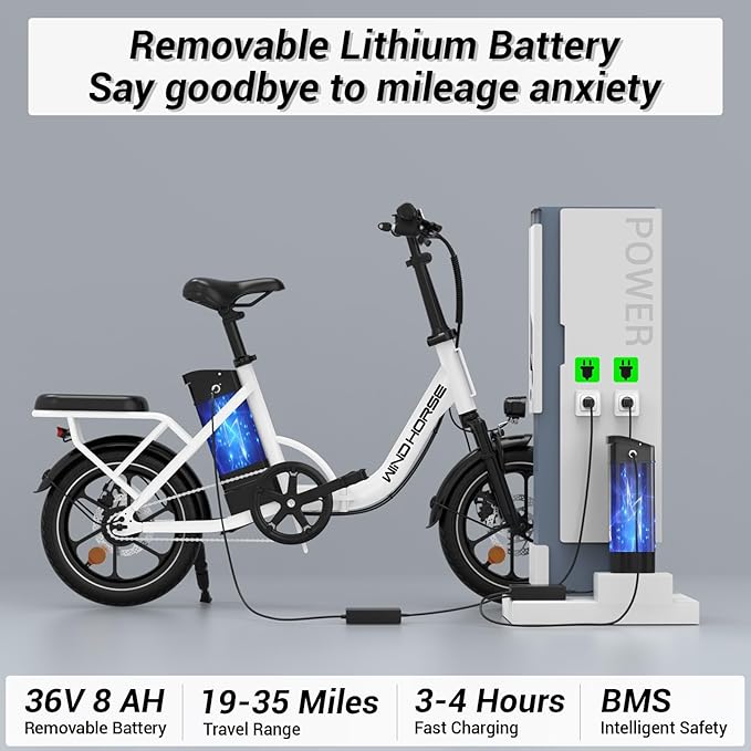 RIDWIND 16" Folding Electric Bike Adults, Peak 630W Adult Electric Bicycles, Up to 25 MPH and 35 Miles Foldable Ebikes, Electric Bike for Teens with 36V 8Ah Removable Battery, UL2849 Certificate