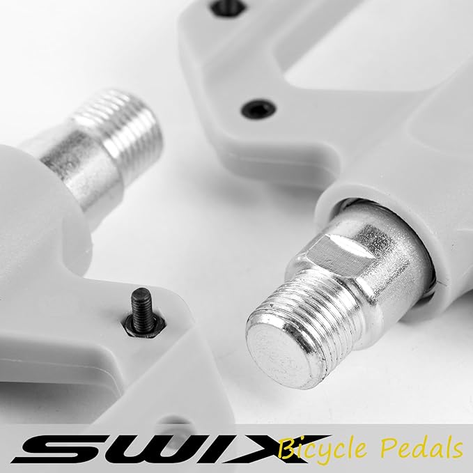 SWIX Bike Pedals Professional Mountain and Road Bike Flat Pedal Wide Paltform and Lightweight Non-Slip Pedal for 9/16" Bike/Hybrid Bike/E-Bike Parts Replacement Pedals Bike Accessories