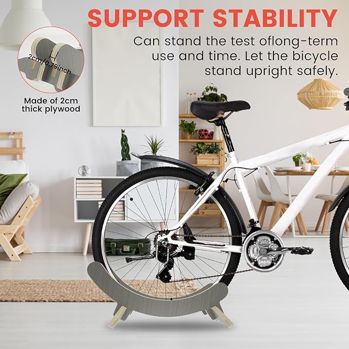 Wooden Bike Stand, Bicycle Storage Rack Floor, Wood Bicycle Rack, Wooden Mountain Bike Stand, Bicycle Floor Rack Stand, Craft Wooden Bike Stand for Apartment, Office, Garage