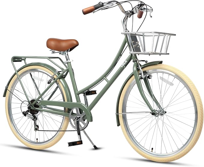 AVASTA Vela Hybrid Bike for Adult Women Female Lightweight Step Through 26 Inch High Tensile Steel Frame City Commuter Comfort Lady Bicycle, 6-Speed, Multiple Colors