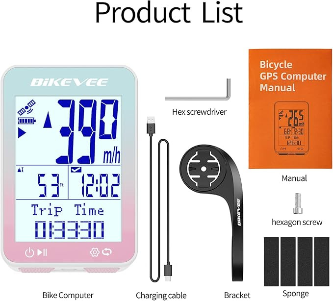 GPS Speedometer & Odometer - Wireless Bike Computer, Auto Start/Stop, Auto Backlight, IPX7 Waterproof, 2.4" LCD, Cycling Tracker in MPH & KM/H