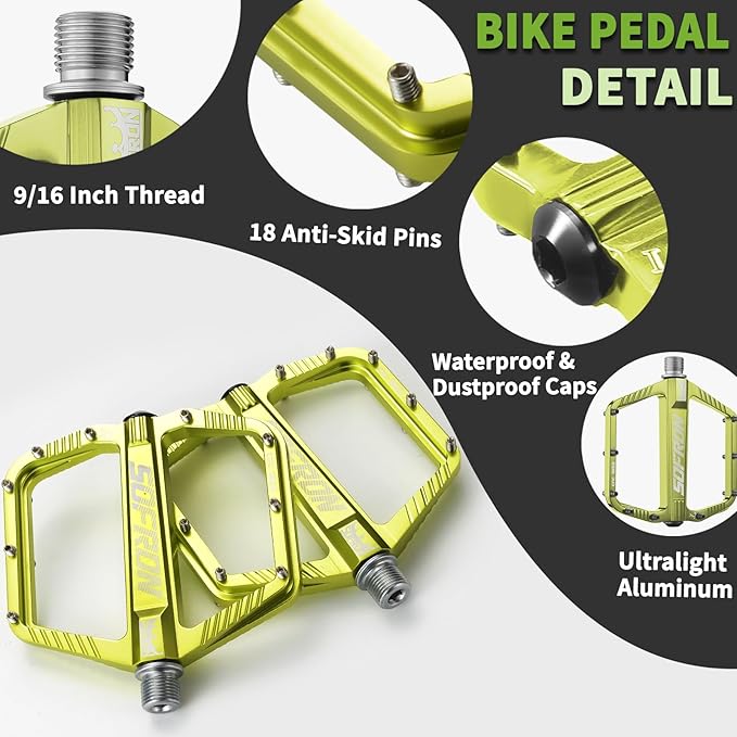 MTB Bike Pedals, Lightweight Mountain Bicycle Pedals for BMX/Road Bikes -Universal Aluminum Alloy Large Platform Pedal