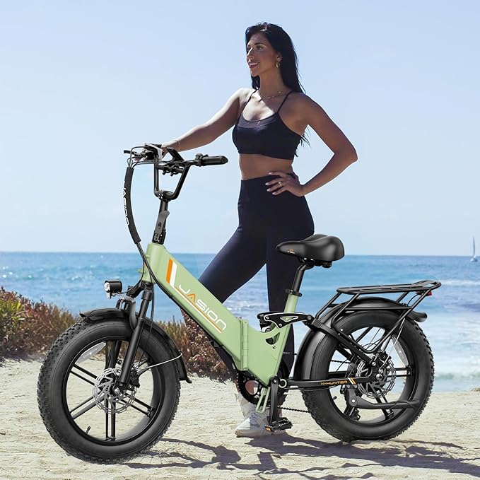Jasion X-Hunter ST/PRO Foldable Electric Bike for Adults with 20'' Fat Tire,Up to 71-80 Miles Range Ebike,1800W/1400W Peak Motor,30+MPH E Bike,Full Suspension&Dual Hydraulic Disc Brakes Bicycles