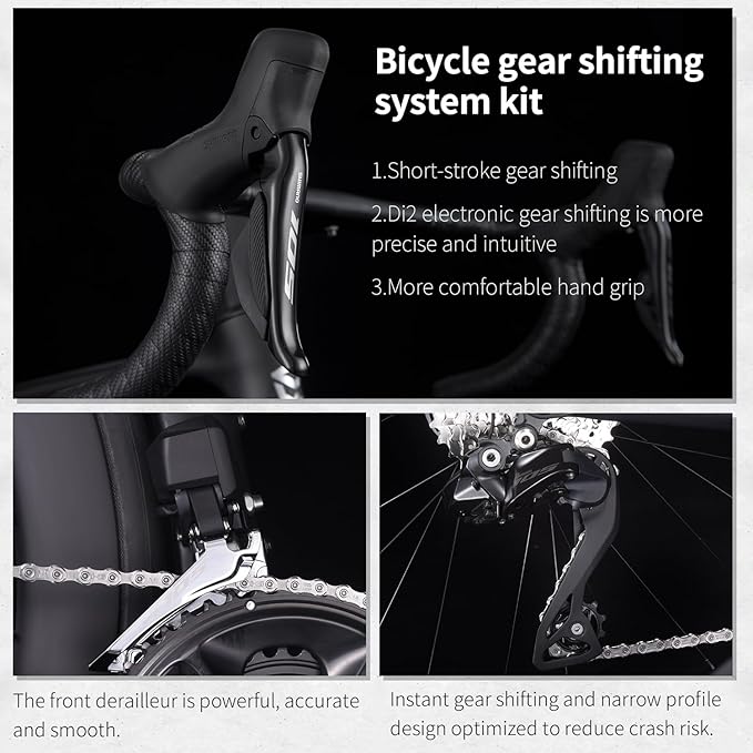 SAVADECK Carbon Road Bike, Lightweight 24-Speed Shifting Road Bicycle with Shimano 105 Di2 7170 Groupset, Carbon Frame with 700C Carbon Wheelset Disc Brake, Integrated Design Race Bikes for Adults