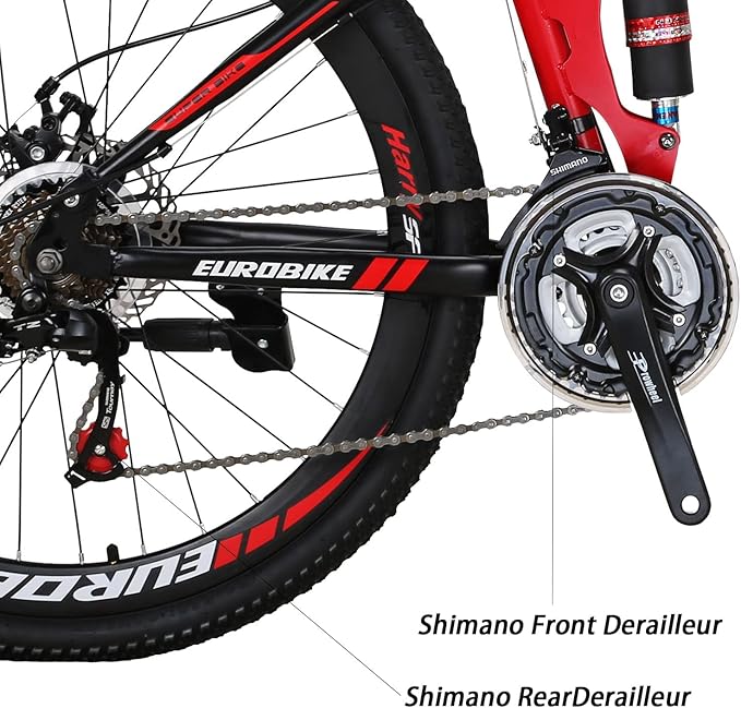 EUROBIKE Folding Bike,26 Inch Full Suspension Folding Mountain Bike,Dual Disc Brake 21 Speed Bicycle for Adults Men or Women Bikes