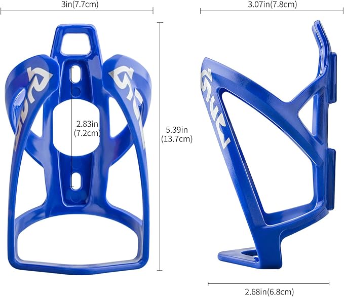 Bike Water Bottle Cage, Universal Drink Holder, Durable Ultralight Plastic Bottle Holder for Cycling, 2 Pack - Blue