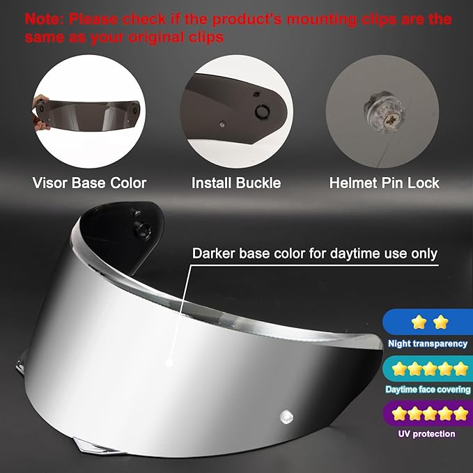 PSLER i90 Visor - HJ-33 Helmet Tinted Visor i90 Face Shield Motorcycle Helmet Visor for i90 HJ-33,Silver