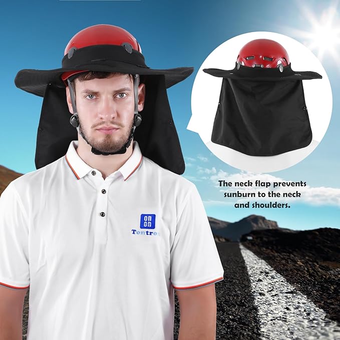 Tontron Removable Climbing Helmet Visor Helmet Brim,Helmet Sunshade,Safety Helmet Sun Hat with Removable Neck Flap and Face Cover(H03)